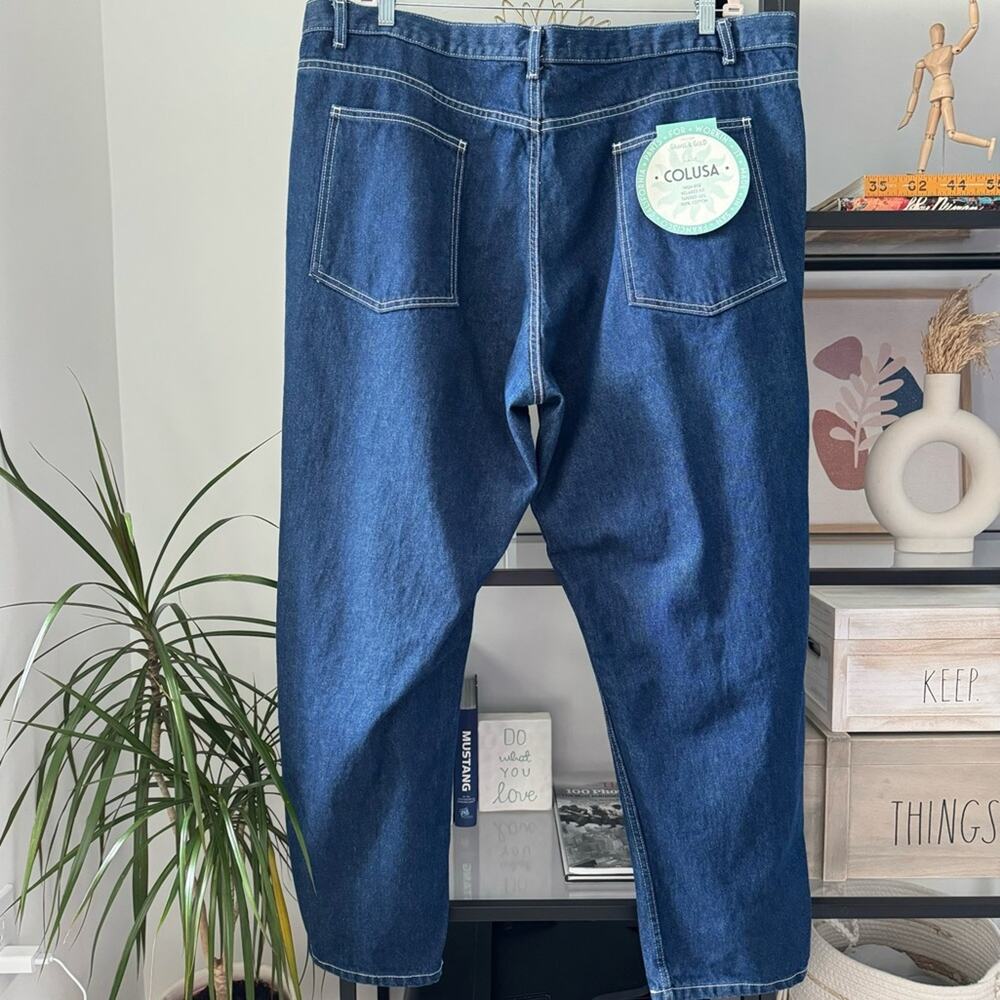 Gravel & Gold Colusa Shasta Dark Wash Relaxed Fit High Rise Tapered Leg Jeans 42 - Picture 6 of 16